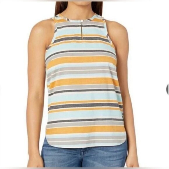 North Face Green & Yellow Stripes Sleeveless Tank Top US S - Picture 1 of 8